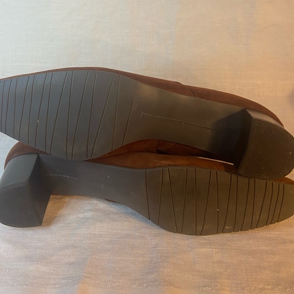 Vaneli Brown Suede Ankle Boot with Leather Cord Trim Zip Heel 11 N - Picture 5 of 8